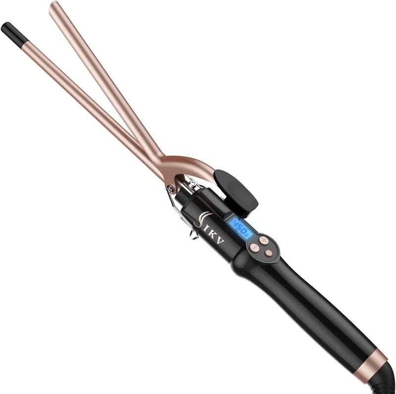 IKV Small Curling Iron 3/8 Inch, Thin Curling Wand for Short Hair, 9mm Long Barrel Ceramic Hair Curling Iron - Image 1